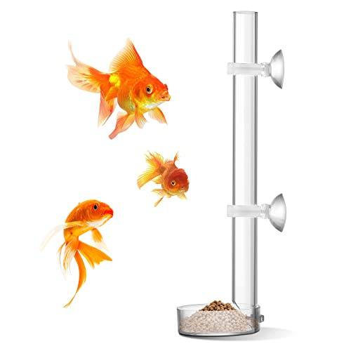 cobee Räkmatare i akryl, transparent, hållbar akvarium, fisk, räkmatare, monterad räkmatningsrör, matningsbricka, matningsrör-set för räkmat – 20 cm rör och 6,5 cm matskål