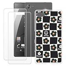 OAGELIM Tillverkad för Sony Xperia Z5 Compact Case + 2 st skärmskydd härdat glas, stötsäker stötfångare mjukt silikon TPU-fodral för Sony Xperia Z5 Compact (4,6 tum)