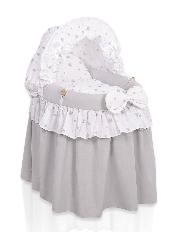 Doll's Pram - Moses Basket for Dolls with Hood - Gray