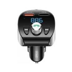 Joyroom FM transmitter Bluetooth 5.0 MP3 micro SD car charger 2x USB 18 W 3 A Quick Charge 3.0 black (JR-CL02)