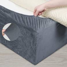 DUJUIKE Sängöverdrag, alternativ till traditionell sängkjol, helt elastisk sängkjol, överdrag för sängar, lätt att installera (king size-säng: 200–210 cm, grå)