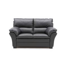 Palma 2.personers sofa | Sort semi/spalt læder m. sort malet egetræ