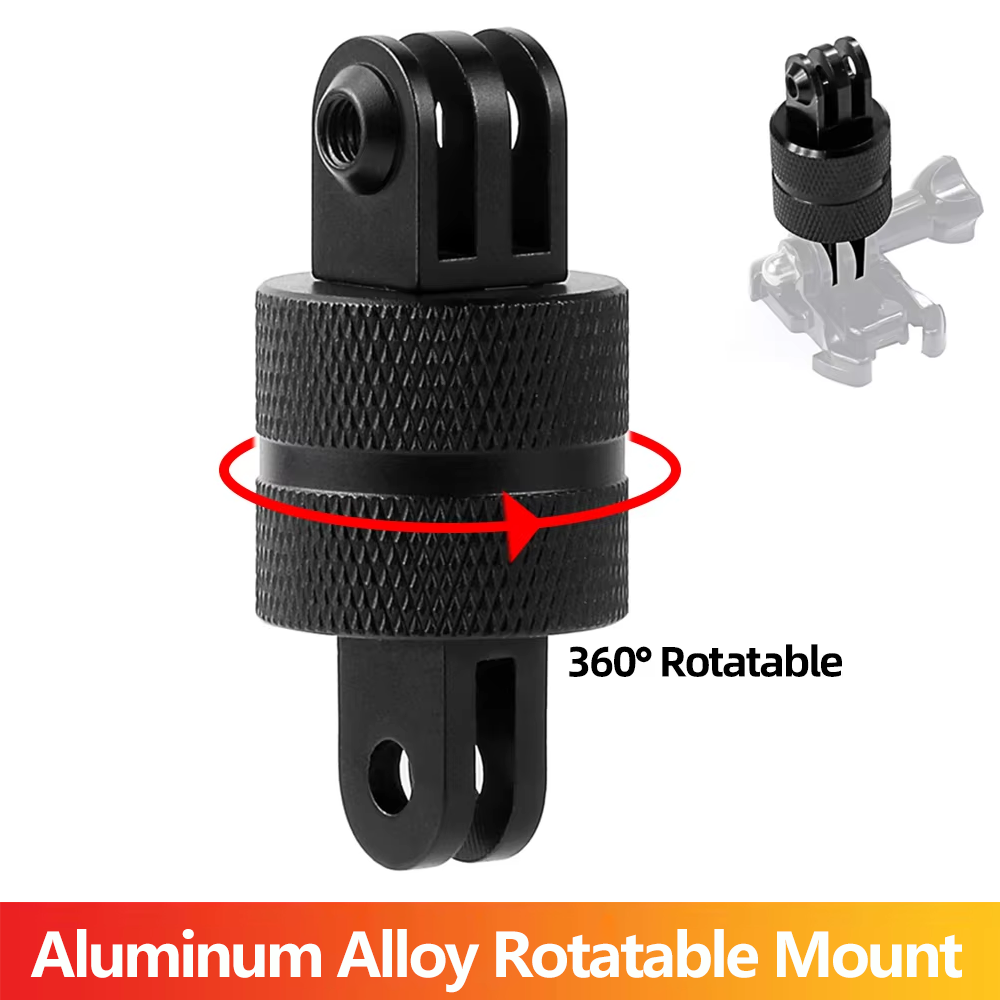 Aluminum Alloy 360° Rotatable Mount Adapter for GoPro Hero 13 12 11 10 9 8, Swivel Action Camera Connector for Helmet Bike Mount