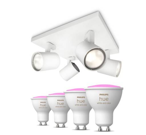 Philips Runner spotlampe, 4 spots, Hue White Color Ambiance pærer