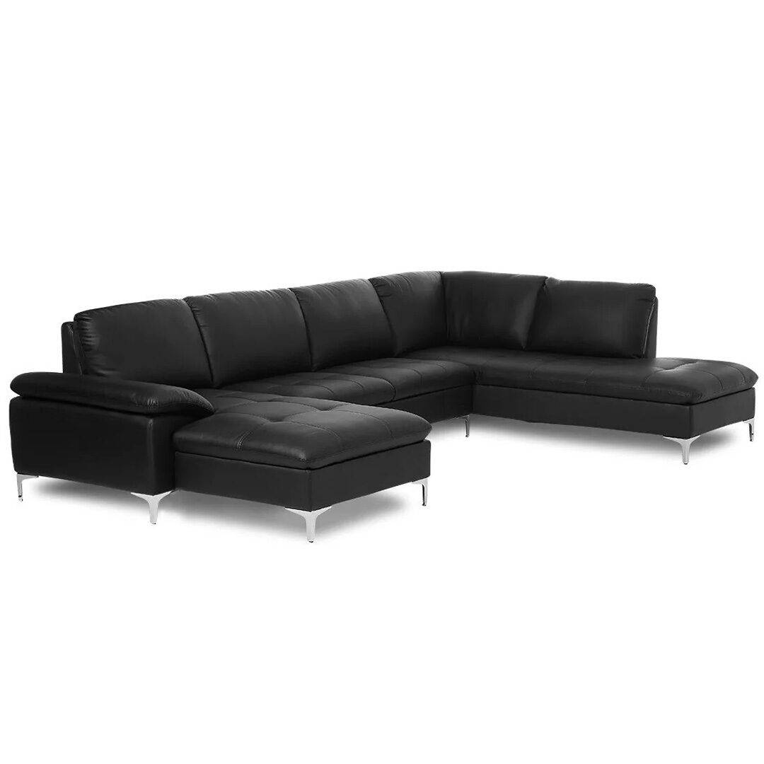 Valencia u-sofa - sort læder