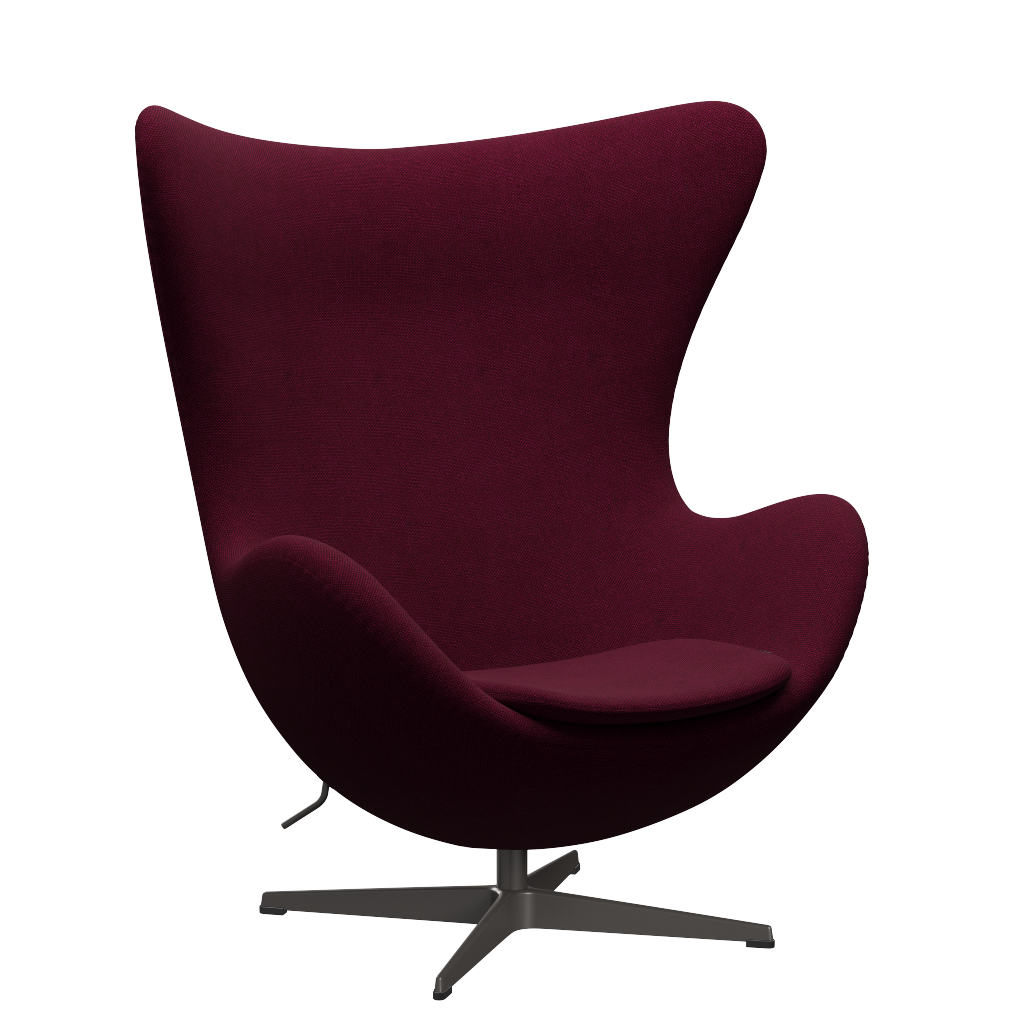 3316 Ægget loungestol, stel i warm graphite af Arne Jacobsen Hallingdal - 573 Wine Red/Purple - Jacobsen Plus