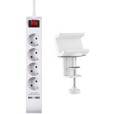 Prokord 4xsocket 5m White 2xusb + Powerstrip Holder #kit