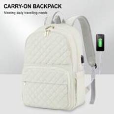 Laptop Backpack For Women, Quilted  Classical 14/15.6 Inch Laptop Bag For Work Travel With Laptop Compartmen, Fashion Daypack School Backpack For Girls, Waterproof Lightweight Casual Back Pack College School Bookbag With USB Charging Port For For Men And Women