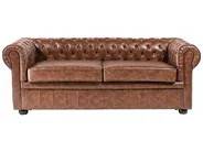 Sofa 3 personers CHESTERFIELD Kunstlæder Guldbrun