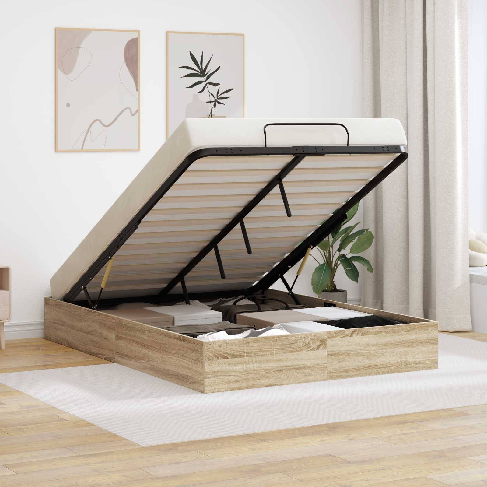 vidaXL Ottoman Sängram Sonoma-ek 203 x 150 x 25 cm Konstruerat trä