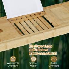 Bambus badebrædder udtrækbar badehylde med justerbar bogholder 70,5-105 x 22 x 4 cm natur