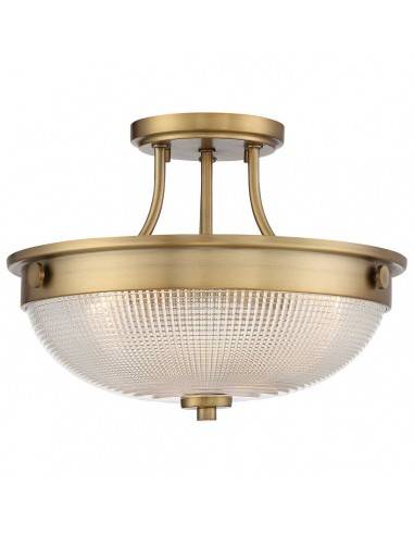 MANTLE Plafond i stål og glas Ø32,7 cm 2 x E27 - Antik messing/Prisme