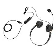 Telefonheadset med Brusreducerande Mikrofon, USB Dual Ear Volume Justerbar Office Telefon Headset för PC Laptop Smartphone Tablet