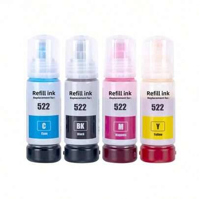 522 kompatibel bläckpåfyllning för EPSON 522 (icke-sublimeringsbläck), lämplig för Ecotank ET-2803, ET-2800, ET-2720, ET-4800, ET-4810, ET-2400, ET-28 - Svart