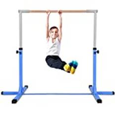 COSTWAY Gymnastik gymnastikstång, höjdjusterbar, gymnastikstänger kan belastas upp till 100 kg, pull up-stång, träningsutrustning, träningsstång för inomhusbruk, hemmaträning (blå)