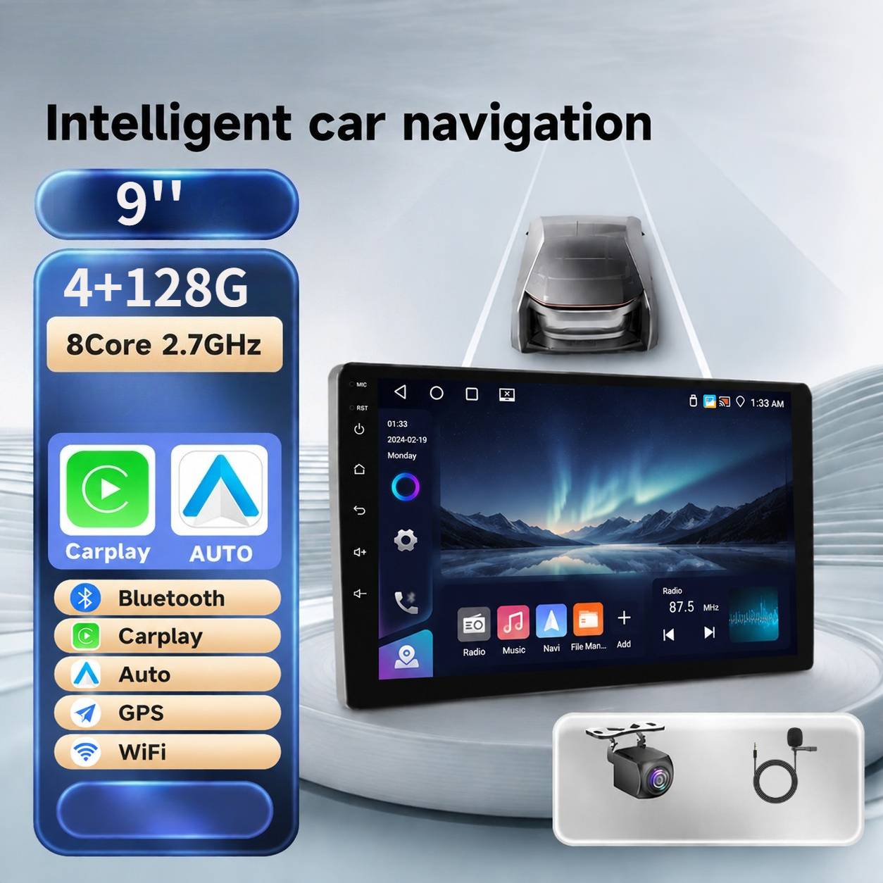 1 Din Car Stereo Radio 7 Inch Touch Mp5 Car Multimedia Player With Wired Carplay/ Auto, Auto, Bluetooth, Fm Radio, Support Rearview Connection, Steering Wheel Control, Suitable For 12v Vehicles.