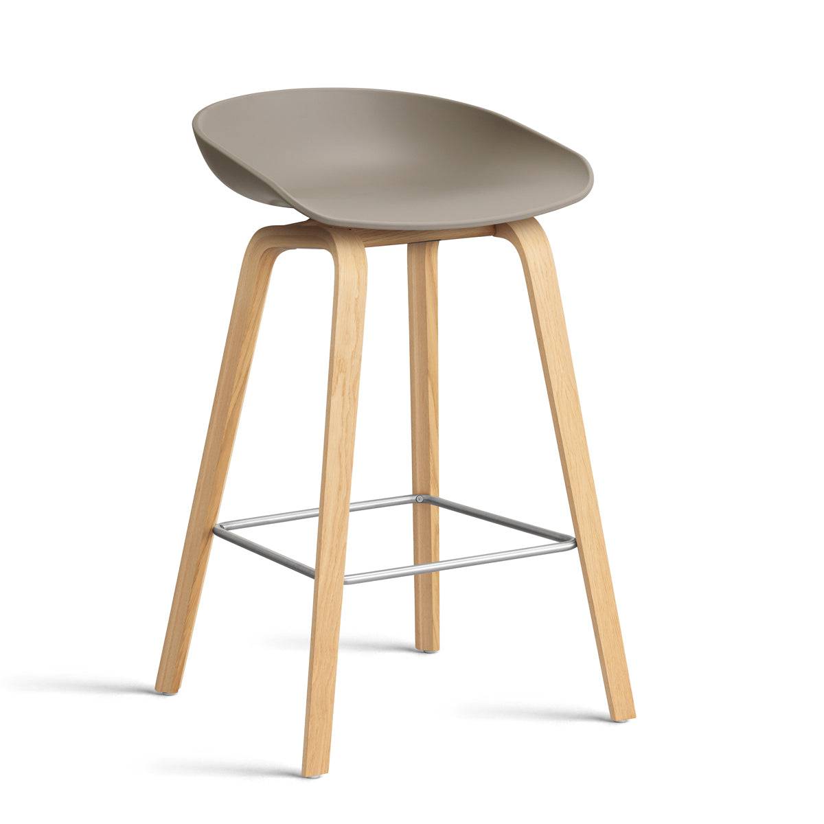 HAY About a Stool - AAS 32 Barstol - Eg - H:65cm - Khaki / Rustfri Stål.