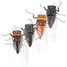 BESPORTBLE 4St Cikada Insekter Djur Statyett Leksaker Realistiska Insekter Figurer Leksaker Cikada Livscykel Set Falska Cikada Modell Plast Buggar Statyett Simulerade Djur Figurer Fluga