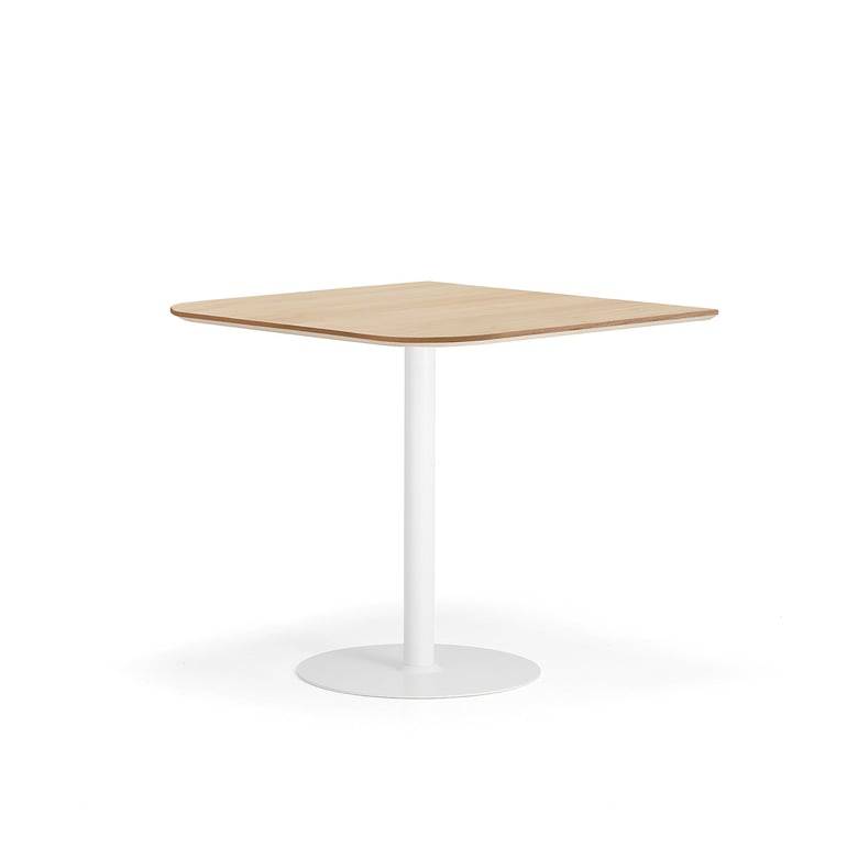 Barbord METRIC, rundade hörn, 1000x1000x900 mm, vit/ek