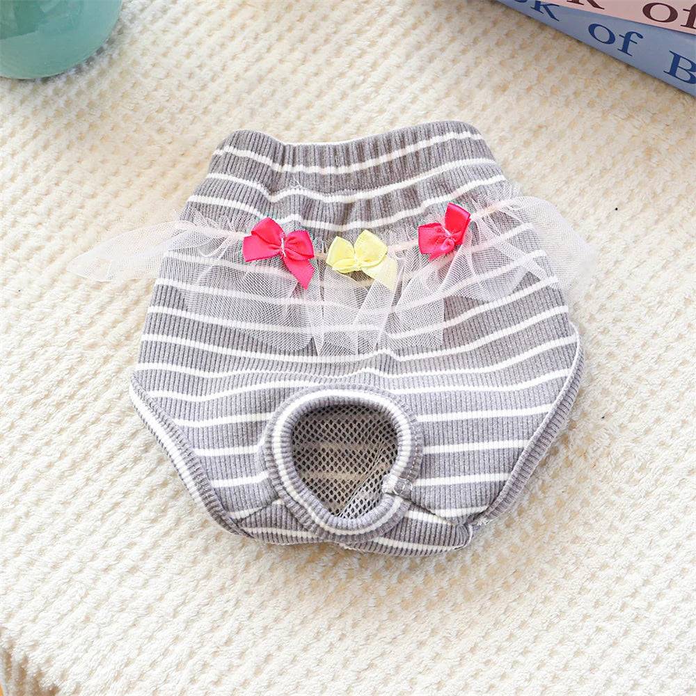 Striped Female Dog Physiological Pants with Pad Holder - Gray Stripe / XS-suit 0.7-1.2 kg / SPC (XS-suit 0.7-1.2 kg)