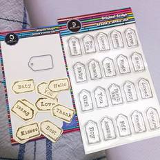 TEMU Alinacutle 1pc Sentiments Stamps With 1pc Tag Metal Cutting Die Cut For Paper Craft Ink Stamps, Scrapbooking And Album, Handmade Card Transparent Stamps
