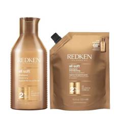 Redken All Soft Shampoo 300 & Refill Pouch 500ml Duo