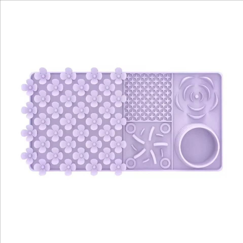 Silicone Lick Mat with Suction Cup for Dogs — Slow Feeder & Bath Distraction - purple
