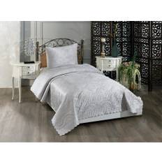 Velica Velvet Bedspread Set 2pcs, Coverlet 180x230, Pillowcase 50x70, Single Size, Queen, Grey