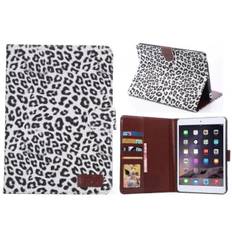 Leopard cover med kreditkortholder til iPad Mini 1/2/3. Hvid.