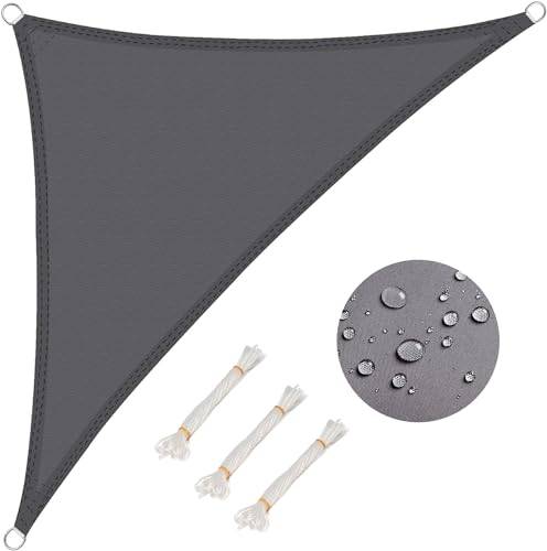 WOLTU Solsegel, trekantigt 3,6 x 3,6 x 5,1 m, grått, vattenavvisande solskydd i polyester, vindskydd med UV-skydd, för trädgård, terrass, camping