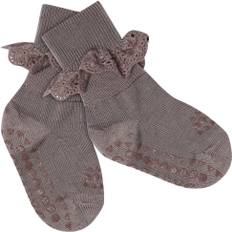 GoBabyGo Nonslip - Merino Wool Lace Str 20/22 Merino - Dark Purple Dove Strømper hos Magasin