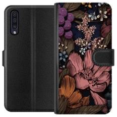 Samsung Galaxy A50 Sort Tegnebogsetui Tecknade blommor