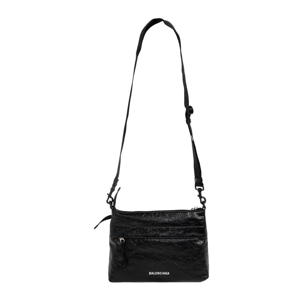 Balenciaga Explorer Double Pouch Messenger Bag - Tasker - Herre - Sort - ONE SIZE - Bomuld