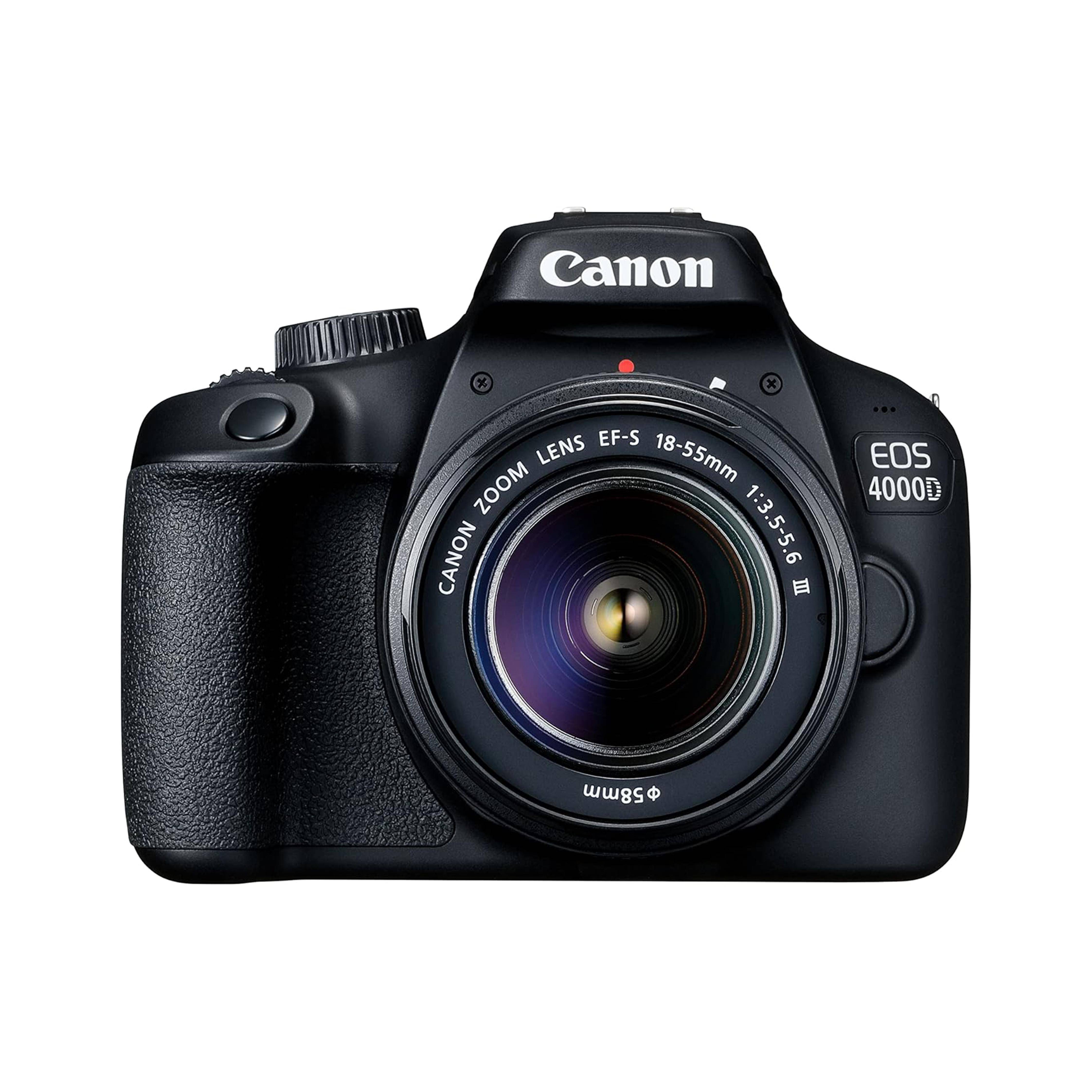 Canon EOS 4000D DSLR-kamera + EF-S 18-55mm f/3.5-5.6 III zoomobjektiv svart