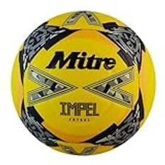 Mitre Impel Futsal Fotboll | Inomhusboll | Lågstudsande fotboll, Fluo Gul/Svart/Cirkulär Grå, 4