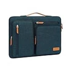 MOSISO 360 skyddande laptopfodral 15 tum, 15 tum laptopfodral kompatibelt med MacBook Air M4 M3 M2 2025 2024 2023, Dell XPS Plus, sidoöppnad bärväska med 4 blixtlåsfickor och handtag, blågrön grön