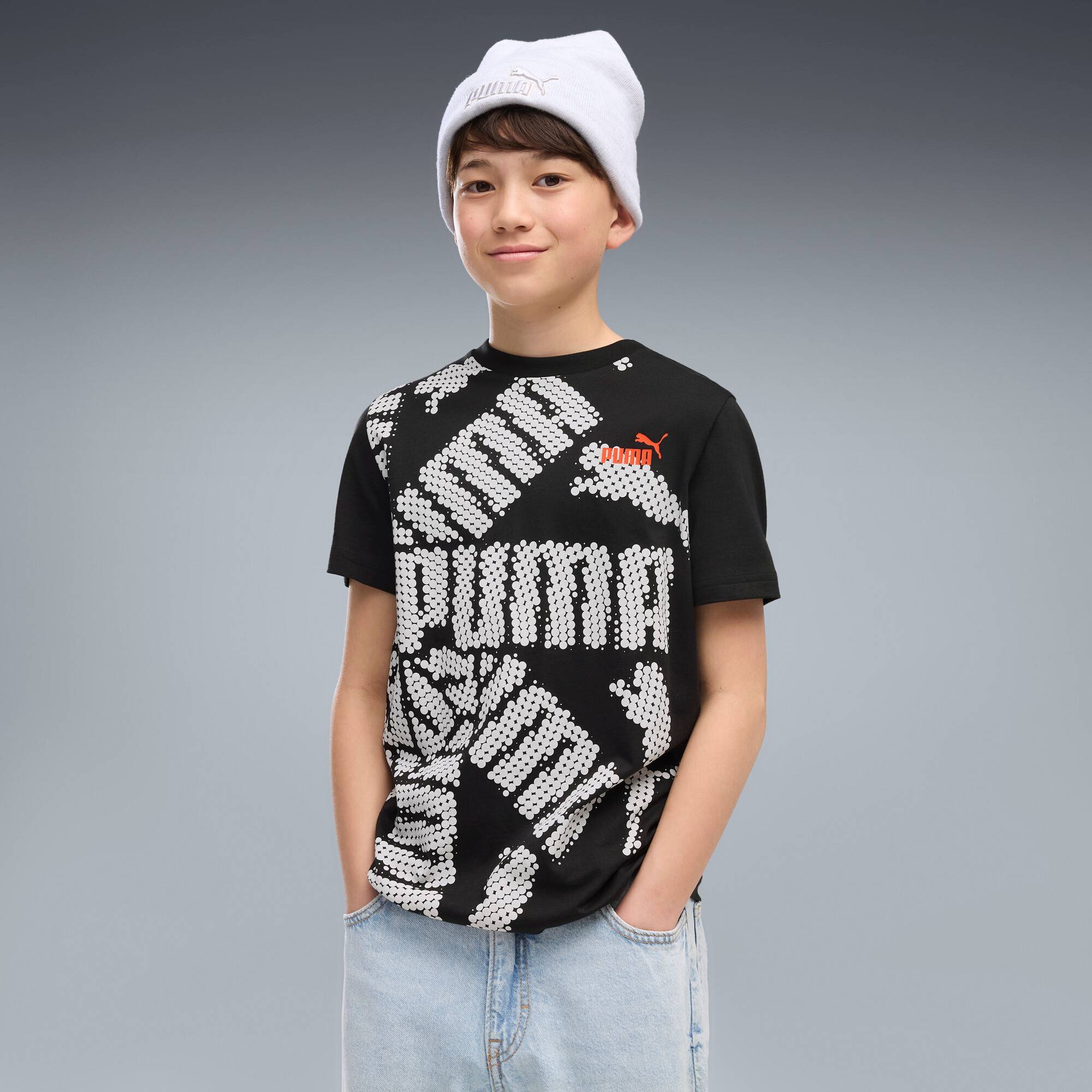 PUMA Essentials Logo Lab Tee Youth, Kids, Black, 9-10Y