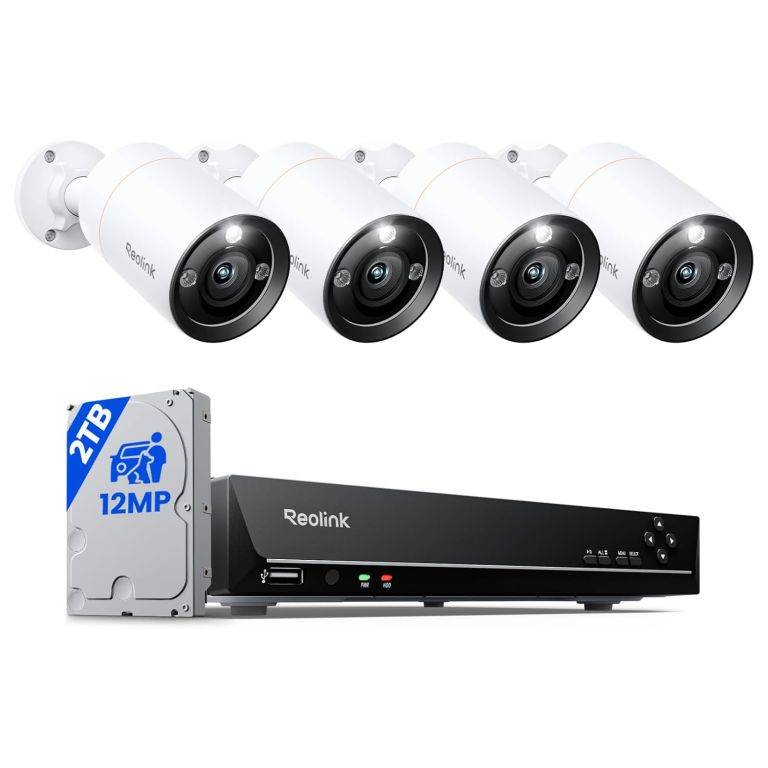 Reolink 12MP PoE Overvågningssæt med 4 kameraer