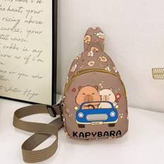 Söta tecknade kapybaramönster för barn bröstväska, lätt sport Casual midjeväska & slingväska, utomhusresor Semester Fanny Pack med justerbar axelrem, - Brun (En-Storlek,svart,grön,Purpur,blå,brun)