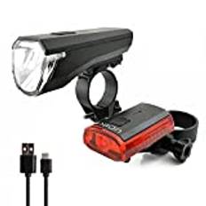 nean LED batteri cykellampa belysningssats 50 LUX, StVZO, 4 Candela, cykellampa, cykellampa fram, strålkastare, cykel, lampa, bakljus, bakljus, bakljus, bakljus, set