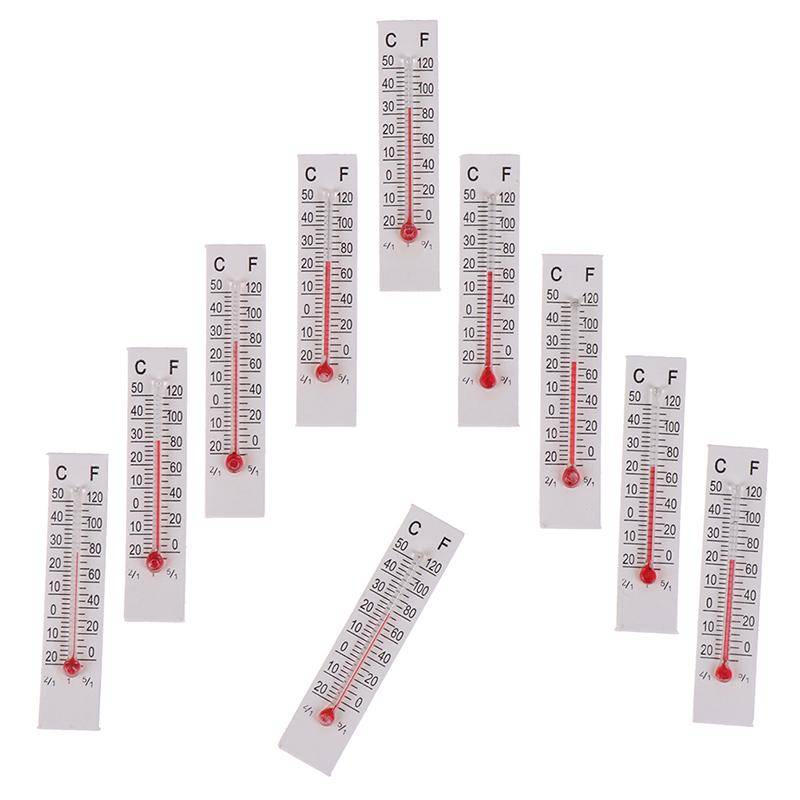 10 st 5cmX1.1cm Miniatyr Papper Kartong Termometer Inomhus -20-50 Celsius