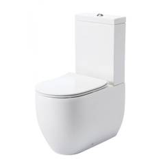 Lavabo Flo back-to-wall Slimline gulvstående toilet i hvid med toiletsæde og techbehandling