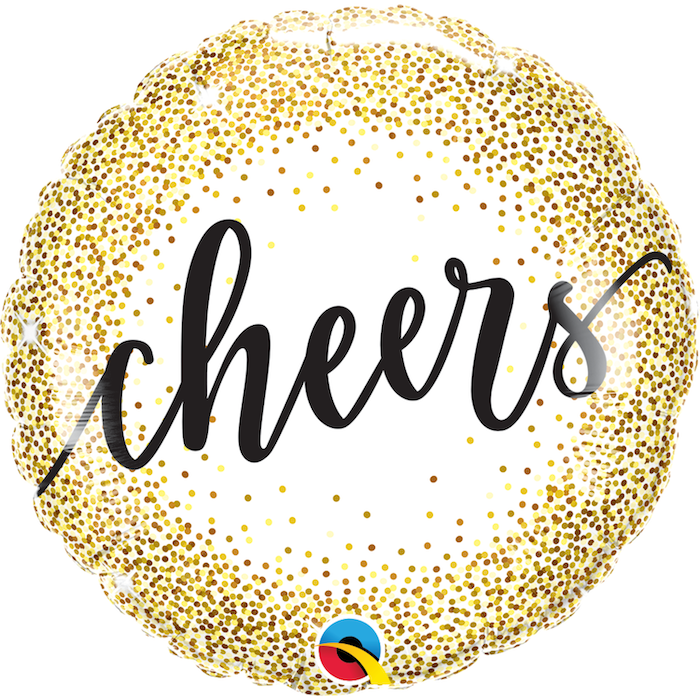 Rund guld prikkede cheers folie ballon - 45 cm.