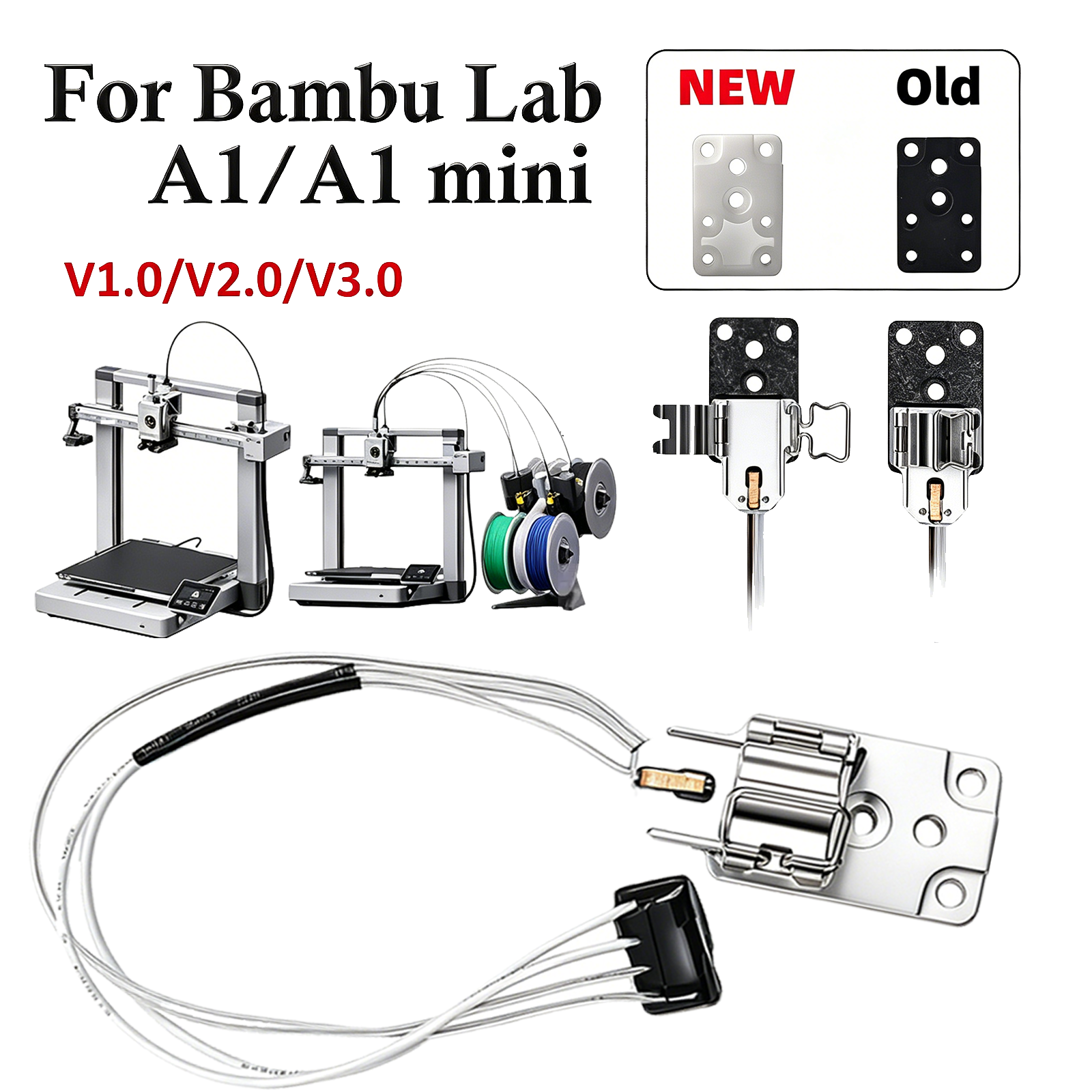 For Bambu Lab A1/A1 Mini Hotend Heating Assembly Kit 300°C Fast Heating Hardened Steel Hotend All in one Hot end Kit for A1 MINI