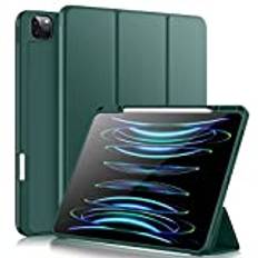 Vobafe Fodral för iPad Pro 12.9 fodral 6:e/5:e/4:e/3:e generationen, TPU flexibelt bakskydd med pennhållare för iPad 12.9 Pro 2022/2021/2020/2018, stöder penna 2-laddning, tallgrön