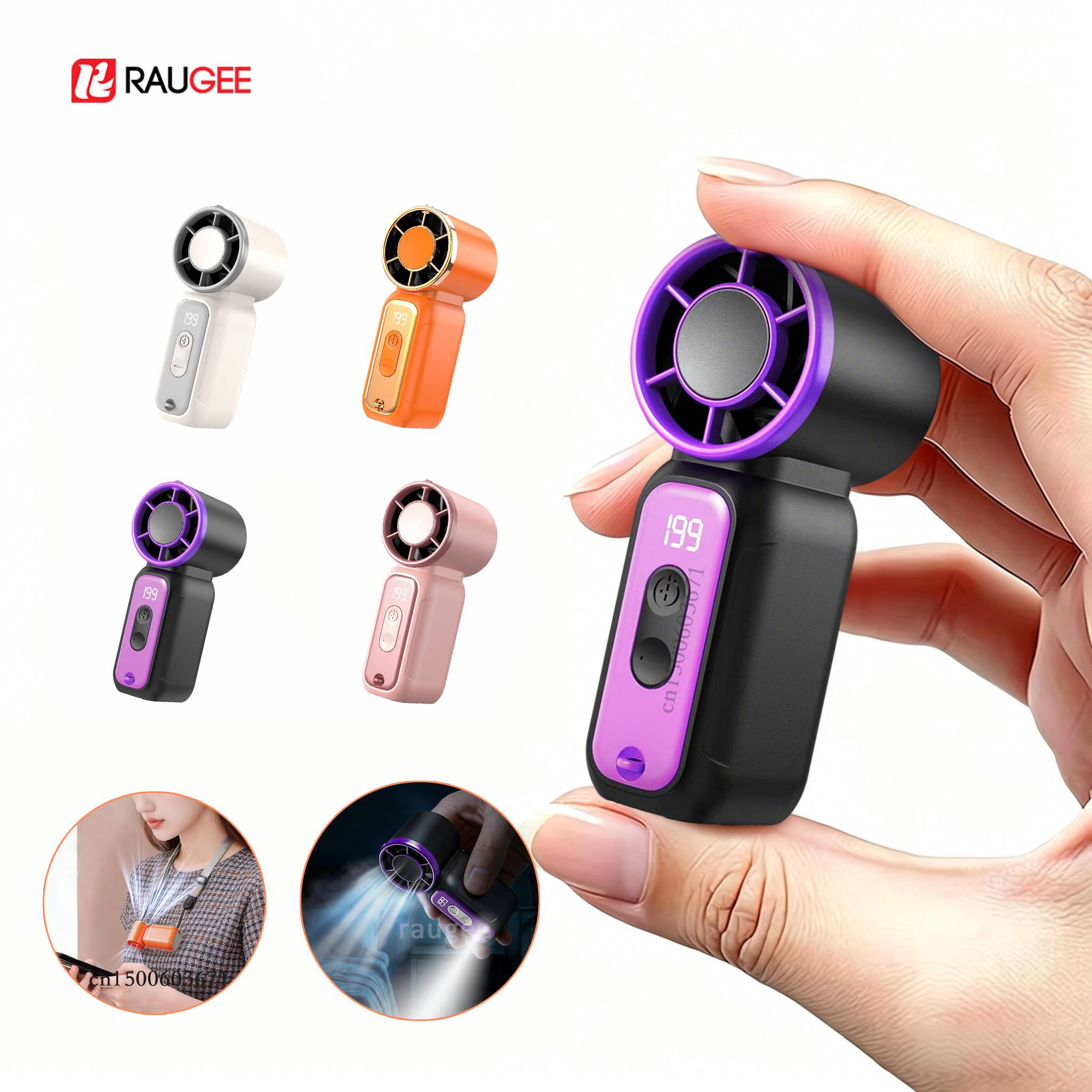 Mini Hand Fan Ultra Mini Fan Portable USB Rechargeable Neck Hanging Fan With Light Pocket Size Small Handheld Fan For Outdoor