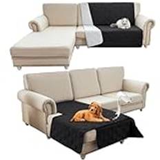 HonunG Vattentät husdjursfilt, vändbart sofföverdrag för husdjur, matta, hund katt sängskydd, stor husdjursfilt, soffa, möbelskydd för barn, hund, katt (101 x 127 cm, svart)