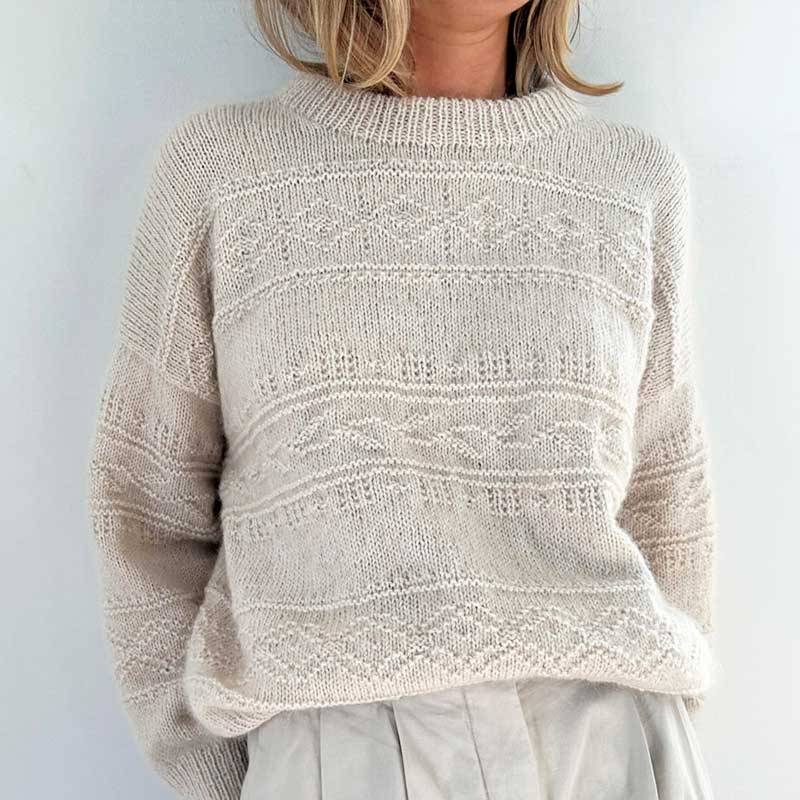 Strikkekit Porcelain Damask sweater fra Le knit i Sunday og Tynd Silk Mohair - XXS-S: 10 nøgler garn (5+5)