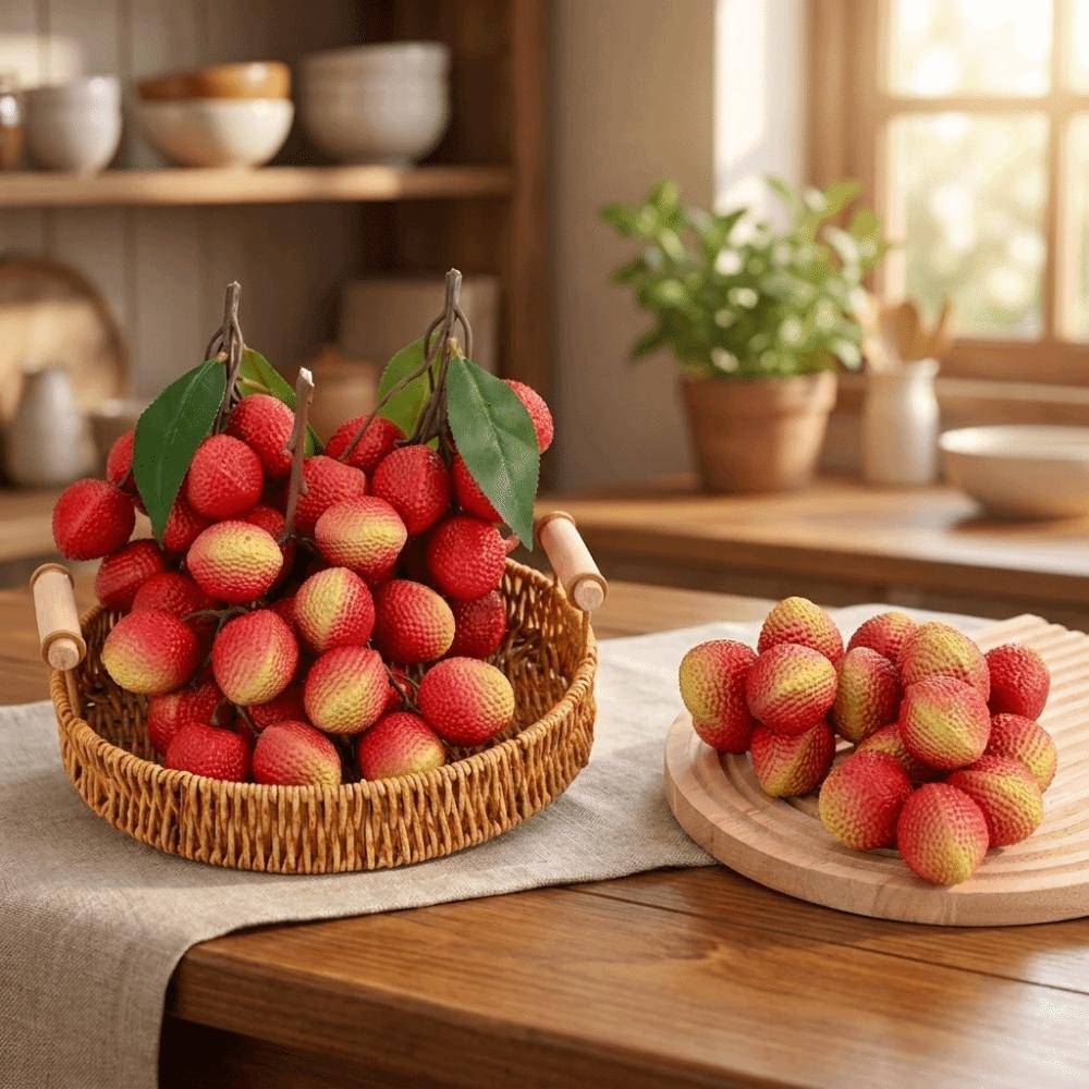 Konstgjord Simulerad Litchi Livslikt Utseende Realistisk Fruktmodell Plast Dekorativ Simulerad Fruktklase Vardagsrum green