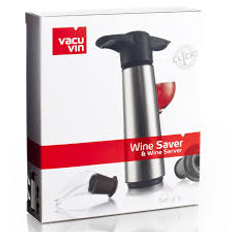 Vinpumpe m/ 2 propper + 2 skænkepropper RUSTFRIT STÅL LUKSUS – gaveæske VACUVIN